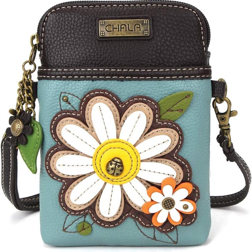 Cell Phone Crossbody Purse-Women PU Leather/Canvas Multicolor Handbag with Adjus